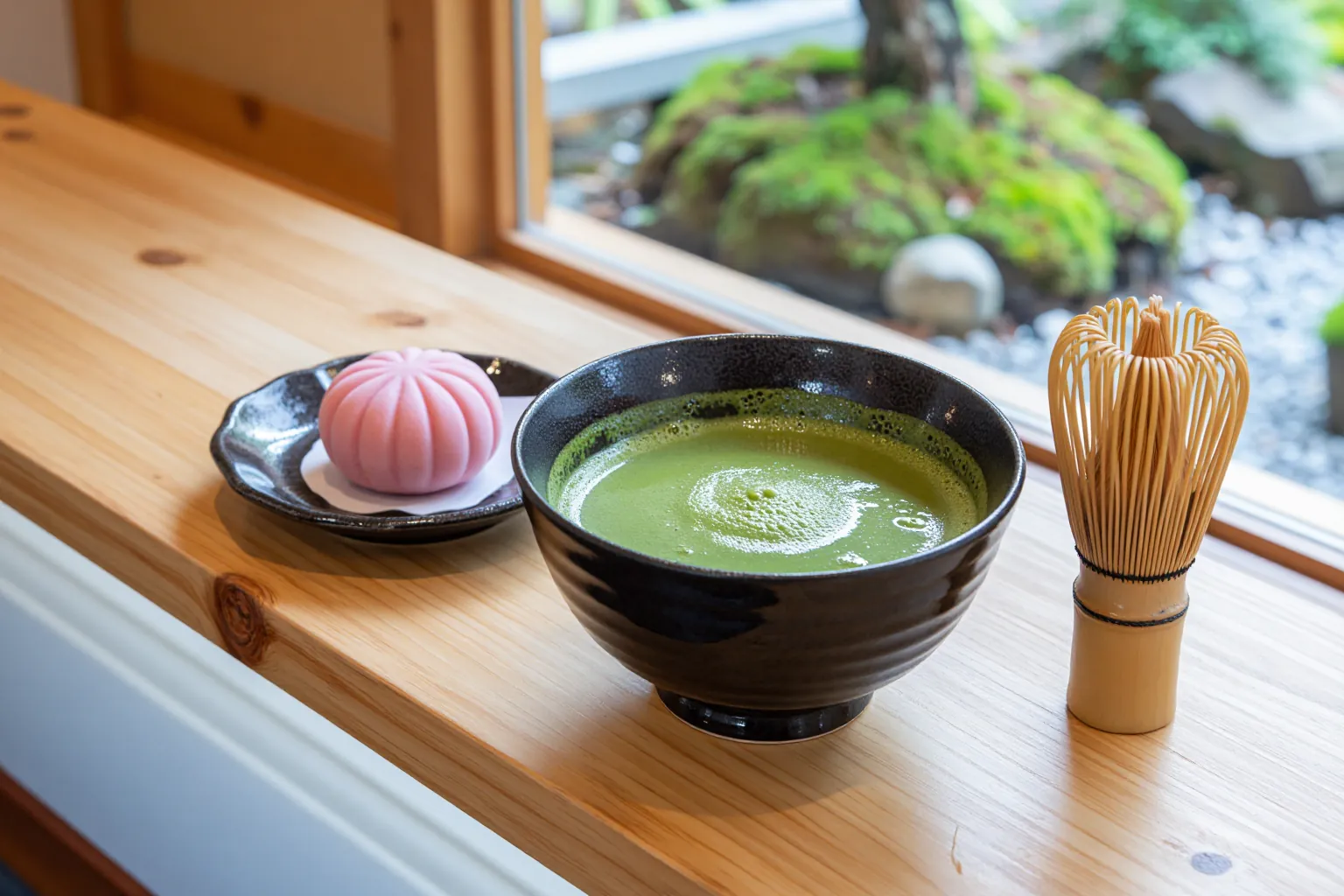 点てたての抹茶と季節の和菓子