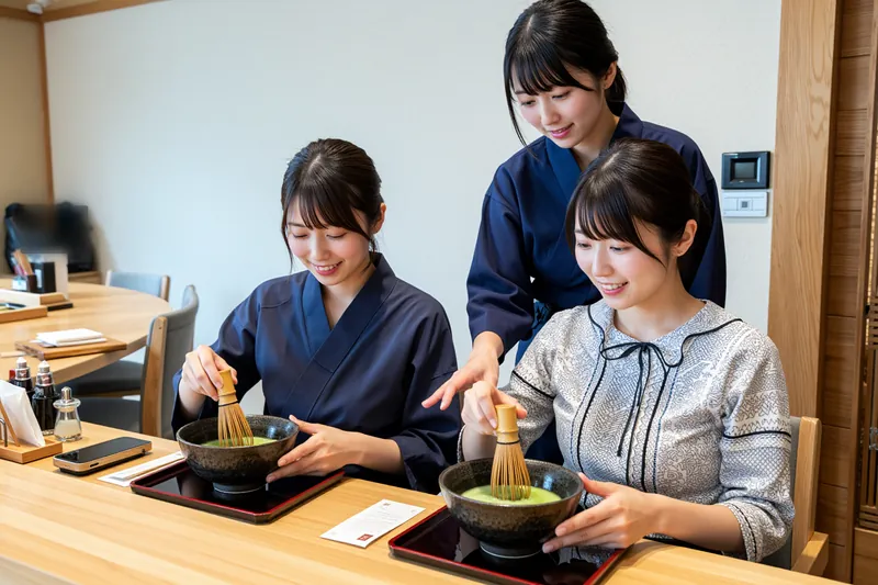 抹茶を点てる体験の様子