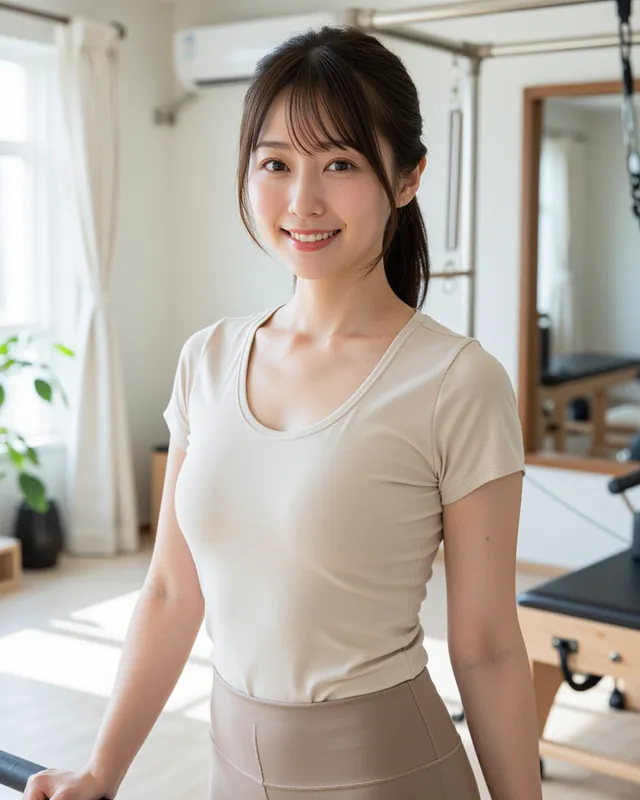 スタジオでほほえむインストラクターのRena