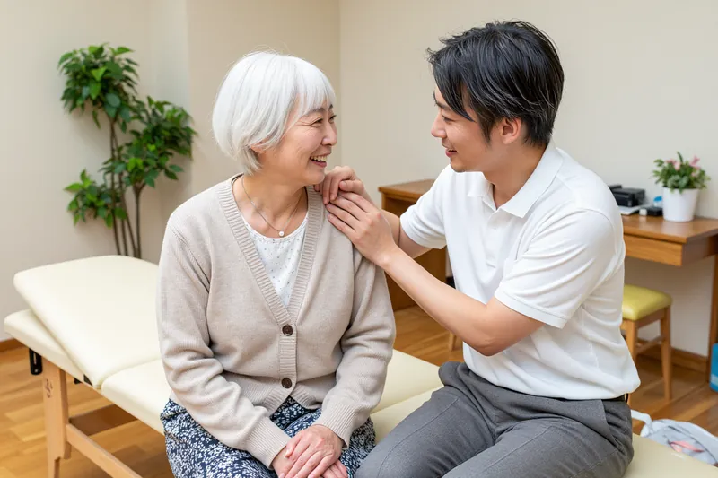 笑顔で施術を受ける女性